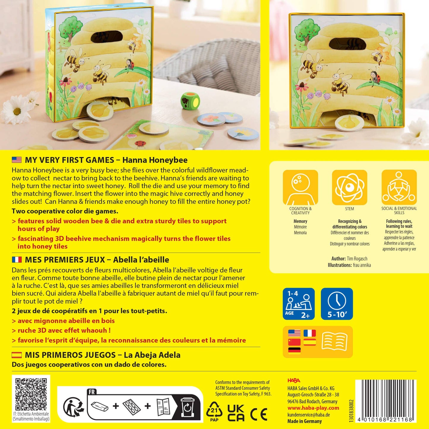 HABA USA - My Very First Games – Hanna Honeybee Early Learning Game