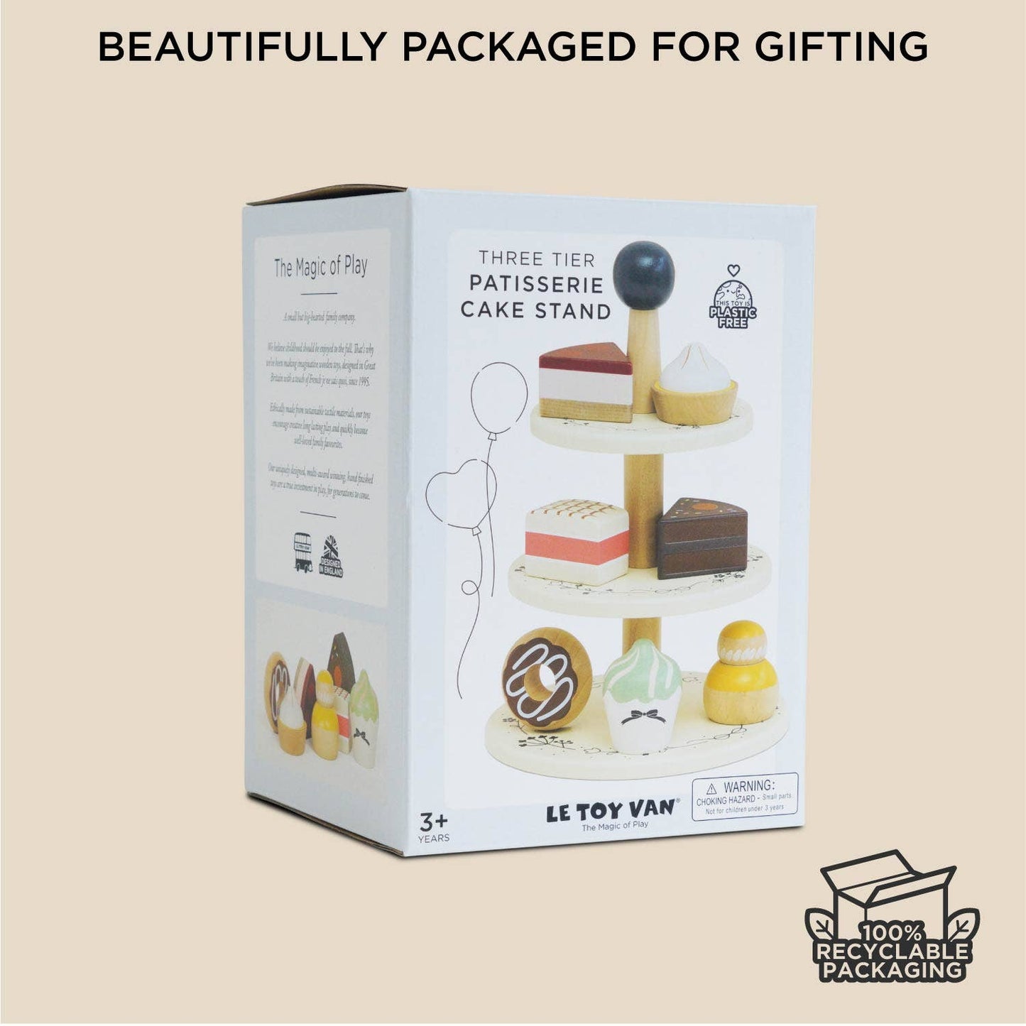 Le Toy Van, Inc. - Wooden Toy Cake Stand & Selection of 7 Eco-Friendly Treats