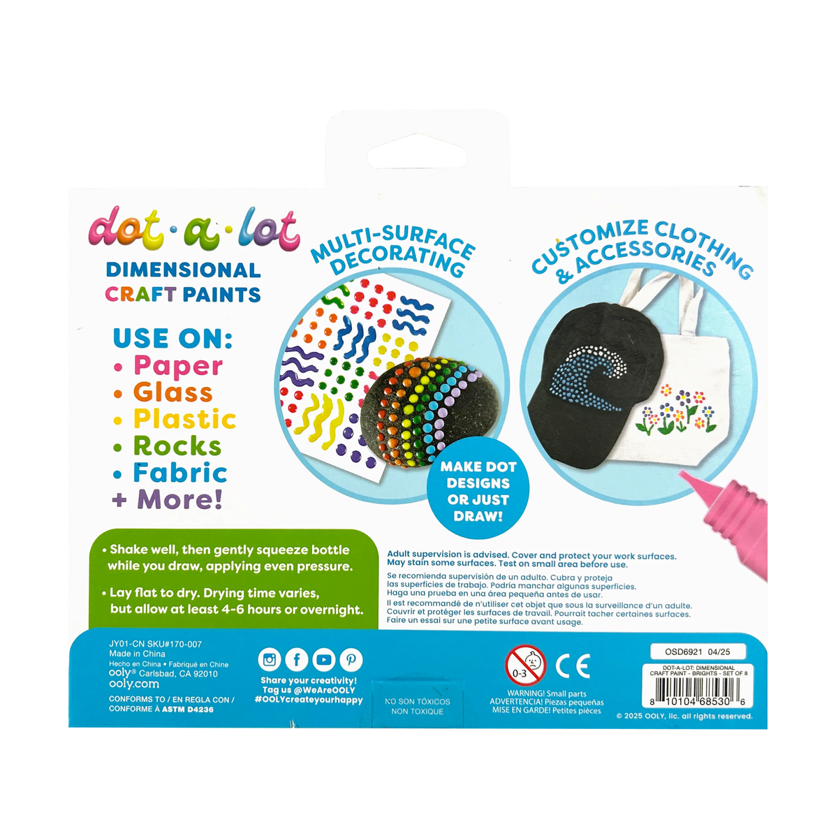 OOLY - Dot-A-Lot: Dimensional Craft Paint - Bright (Set of 8)