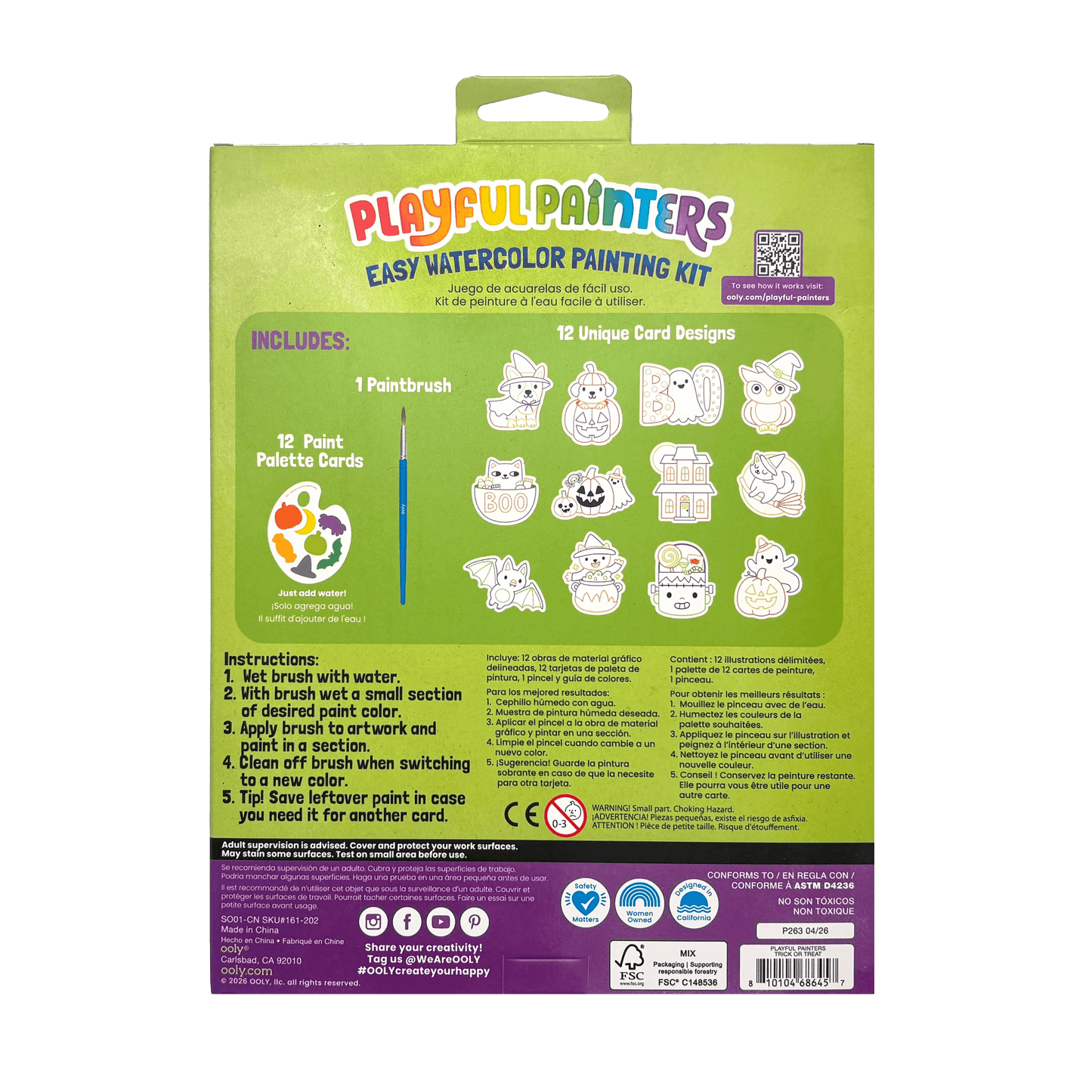 OOLY - Playful Painters Easy Watercolor Painting Kit - Trick or Treat