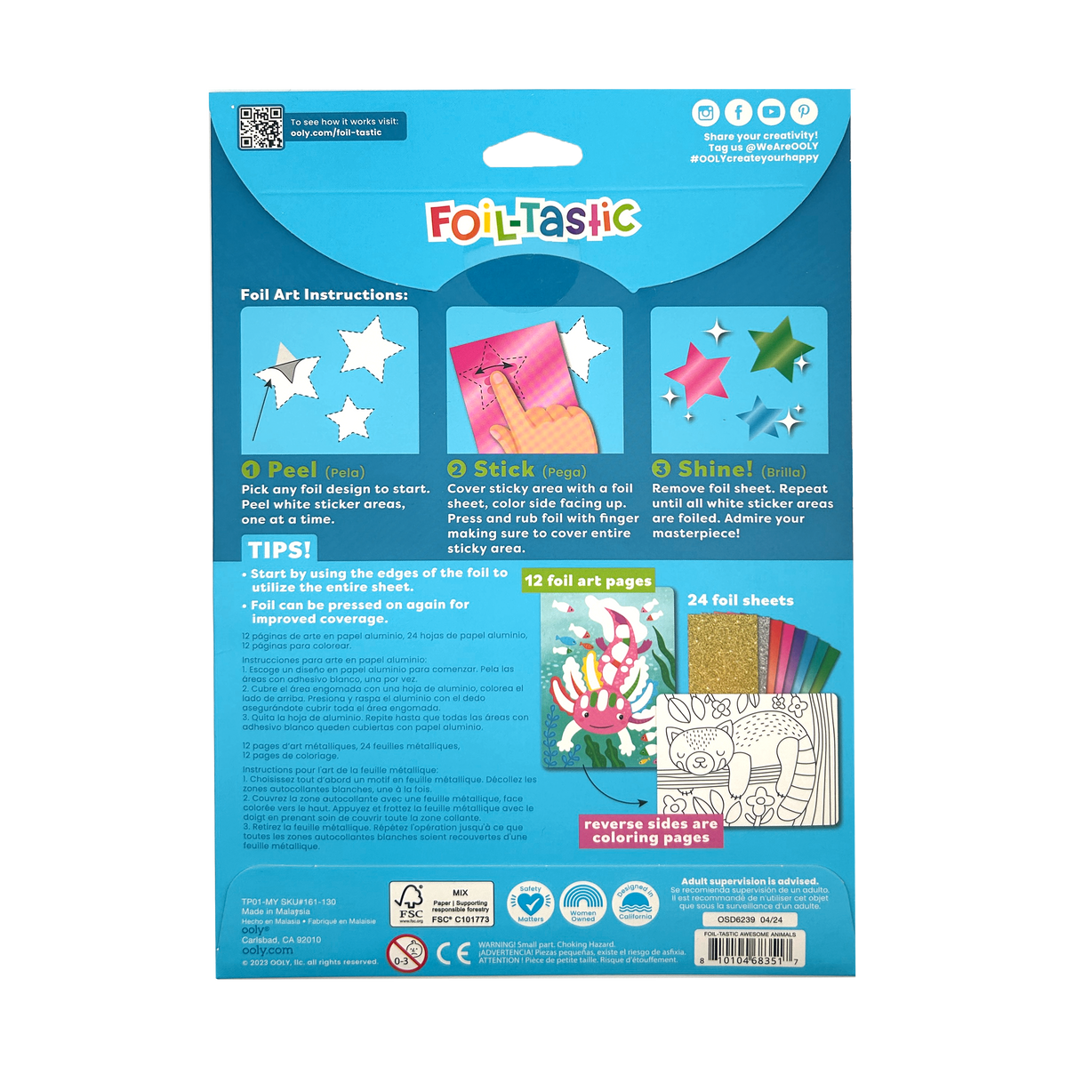 OOLY - Foil-tastic Foil Art Kit: Awesome Animals