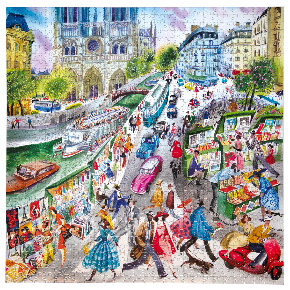 eeBoo - Paris Bookseller 1000 Piece Square Puzzle