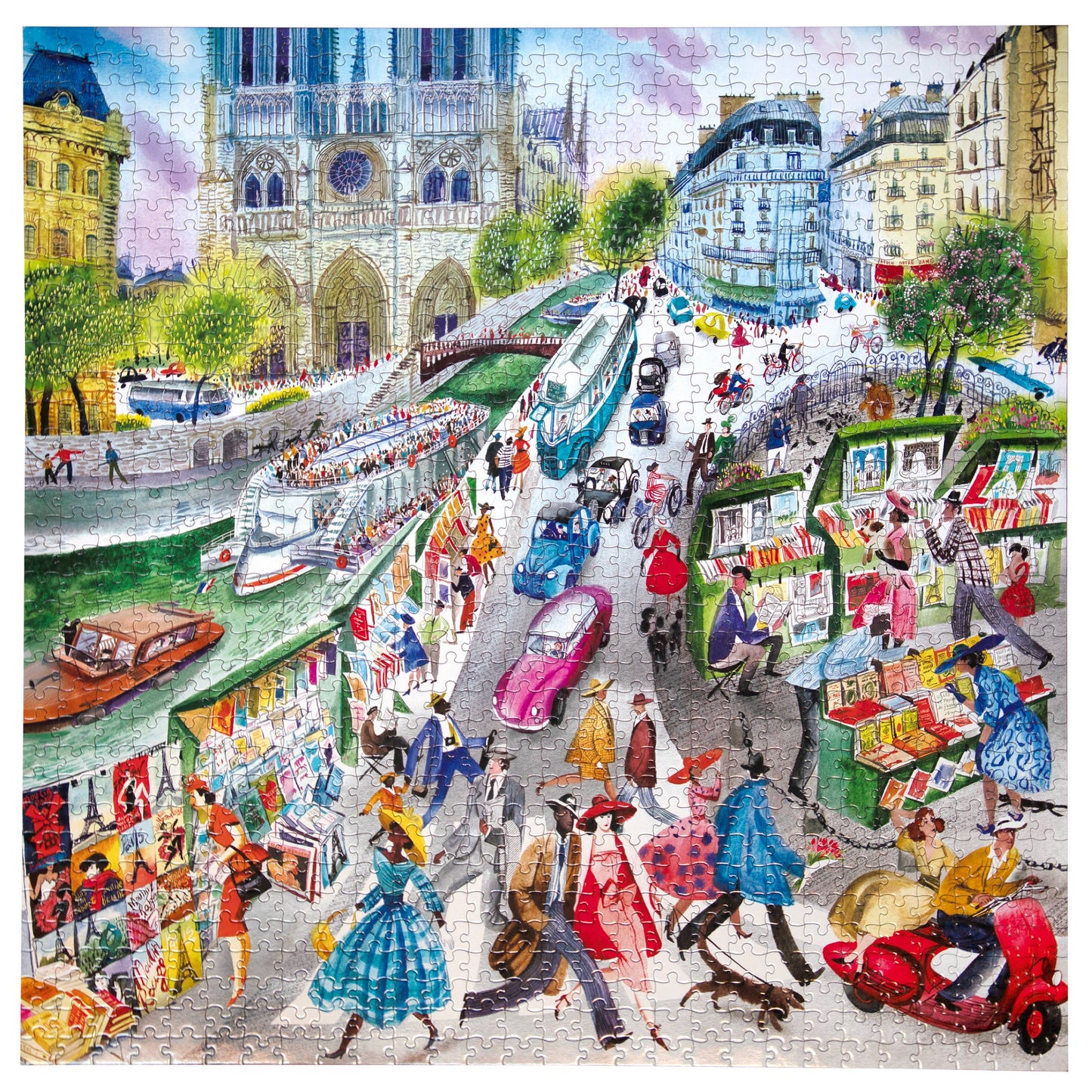 eeBoo - Paris Bookseller 1000 Piece Square Puzzle