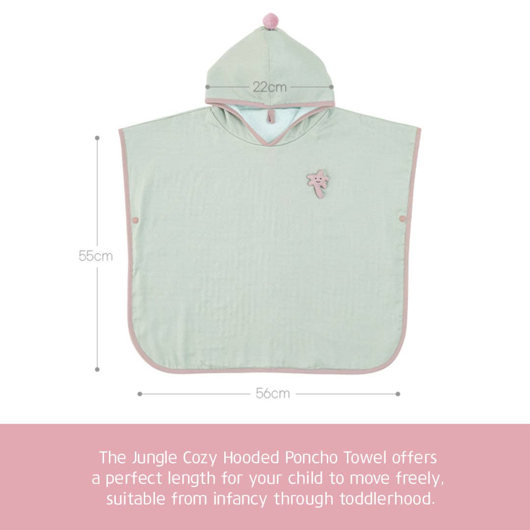 Grosmimi (zezebaebae) - BambooBebe Jungle Cozy Hooded Poncho Towel: Leafy Pink