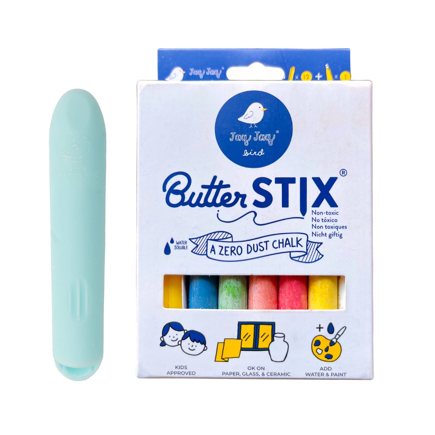 Jaq Jaq Bird - ButterStix® - Dustless Chalk Colors with Holder 12 pcs