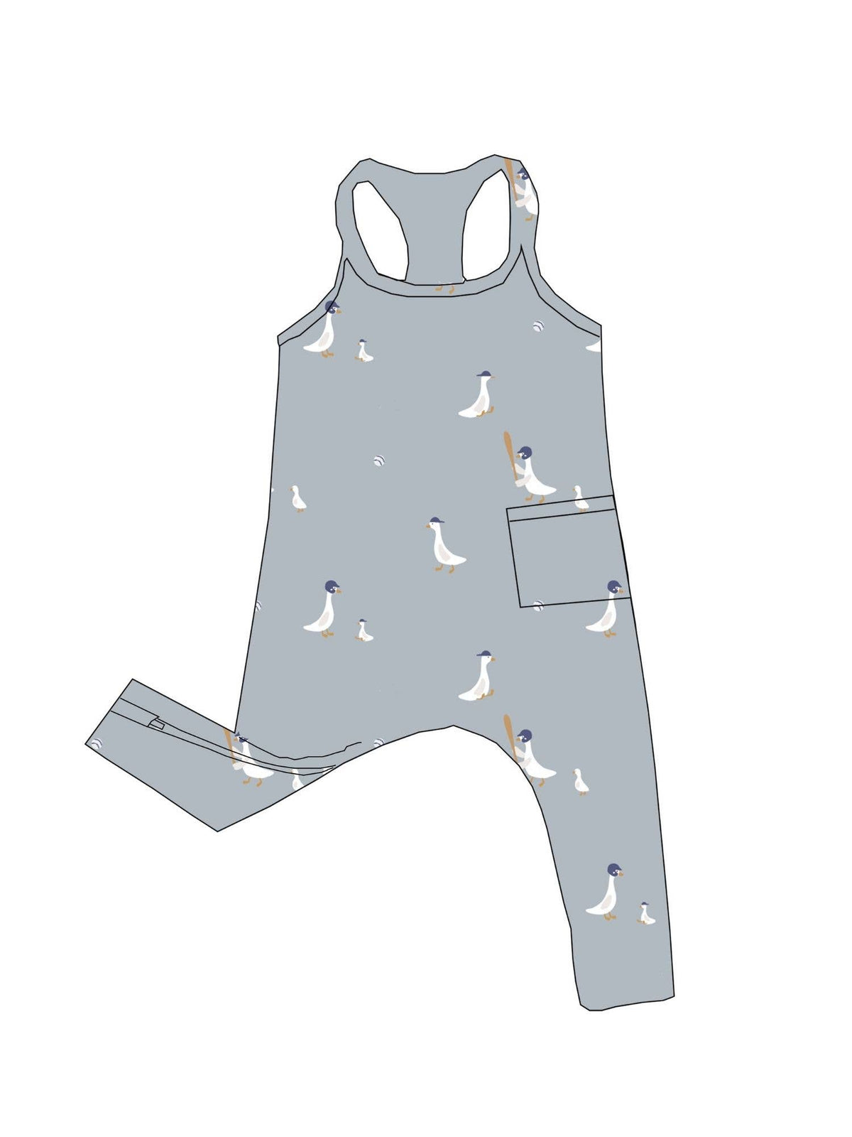 gunamuna - SS26 COTTON TANK ROMPER  : Baseball goose / 2T
