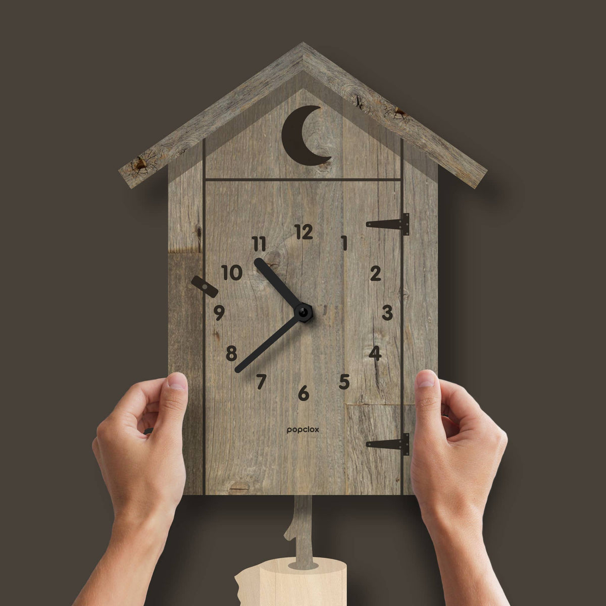 Popclox - Outhouse Pendulum Clock - Wood