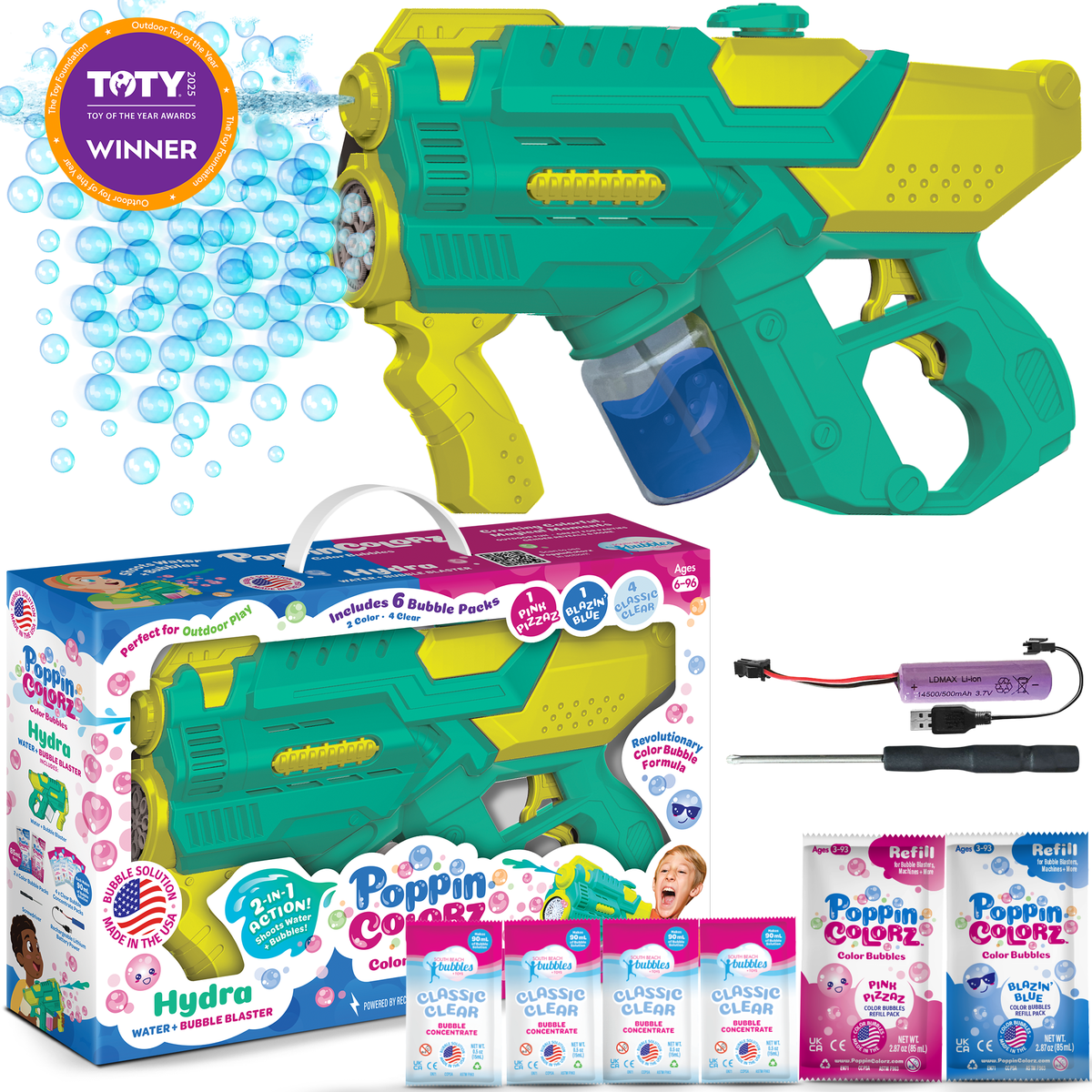 South Beach Bubbles - PoppinColorz Hydra: 2-in-1 Water Gun & Color Bubble Blaster