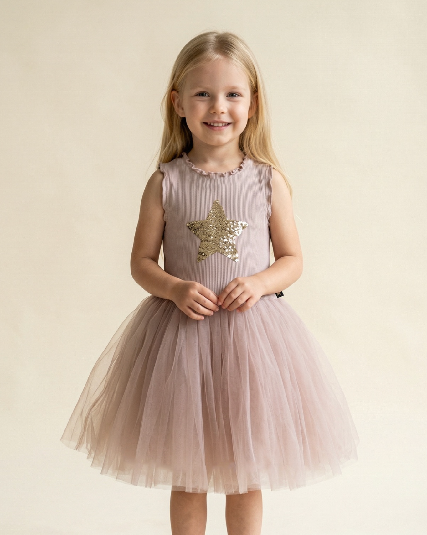 Petite Hailey - PH Star Tutu Dress: Beige / 5