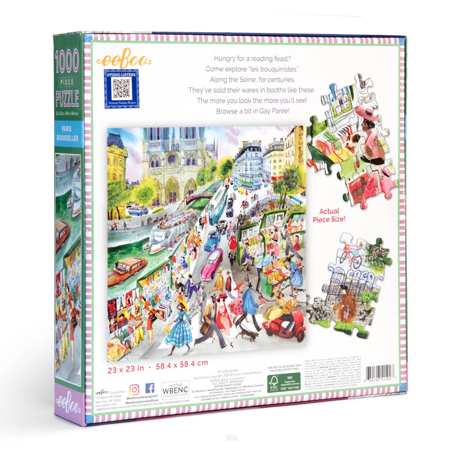 eeBoo - Paris Bookseller 1000 Piece Square Puzzle