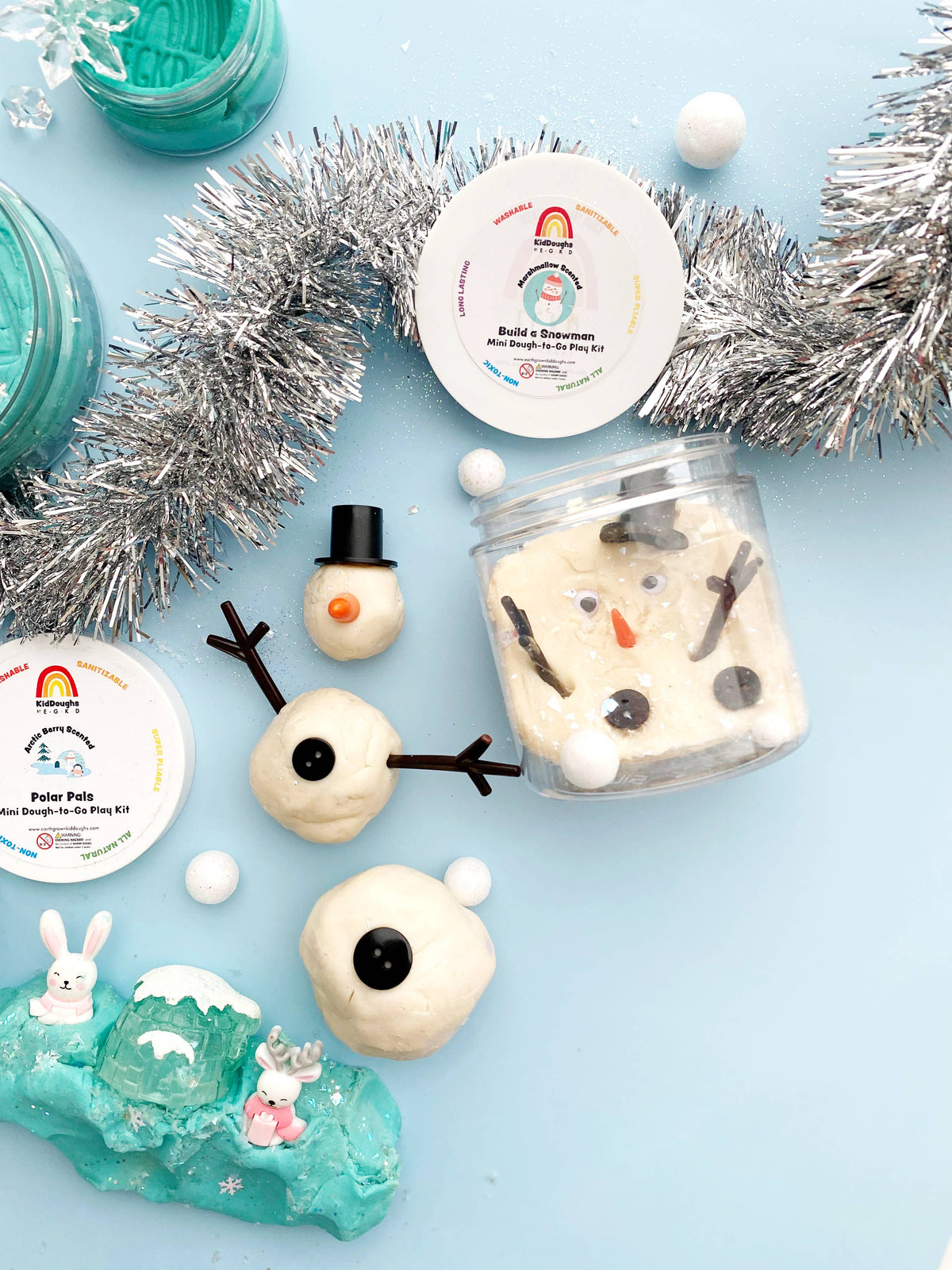 Earth Grown KidDoughs (KidDoughs by EGKD) - Snowman Mini Dough-To-Go