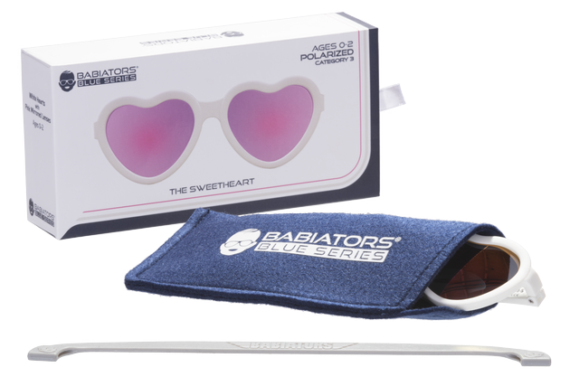 Babiators - Polarized Heart Sunglasses: Ages 6+ / Sweet Cream | Rose Gold Mirrored Lens