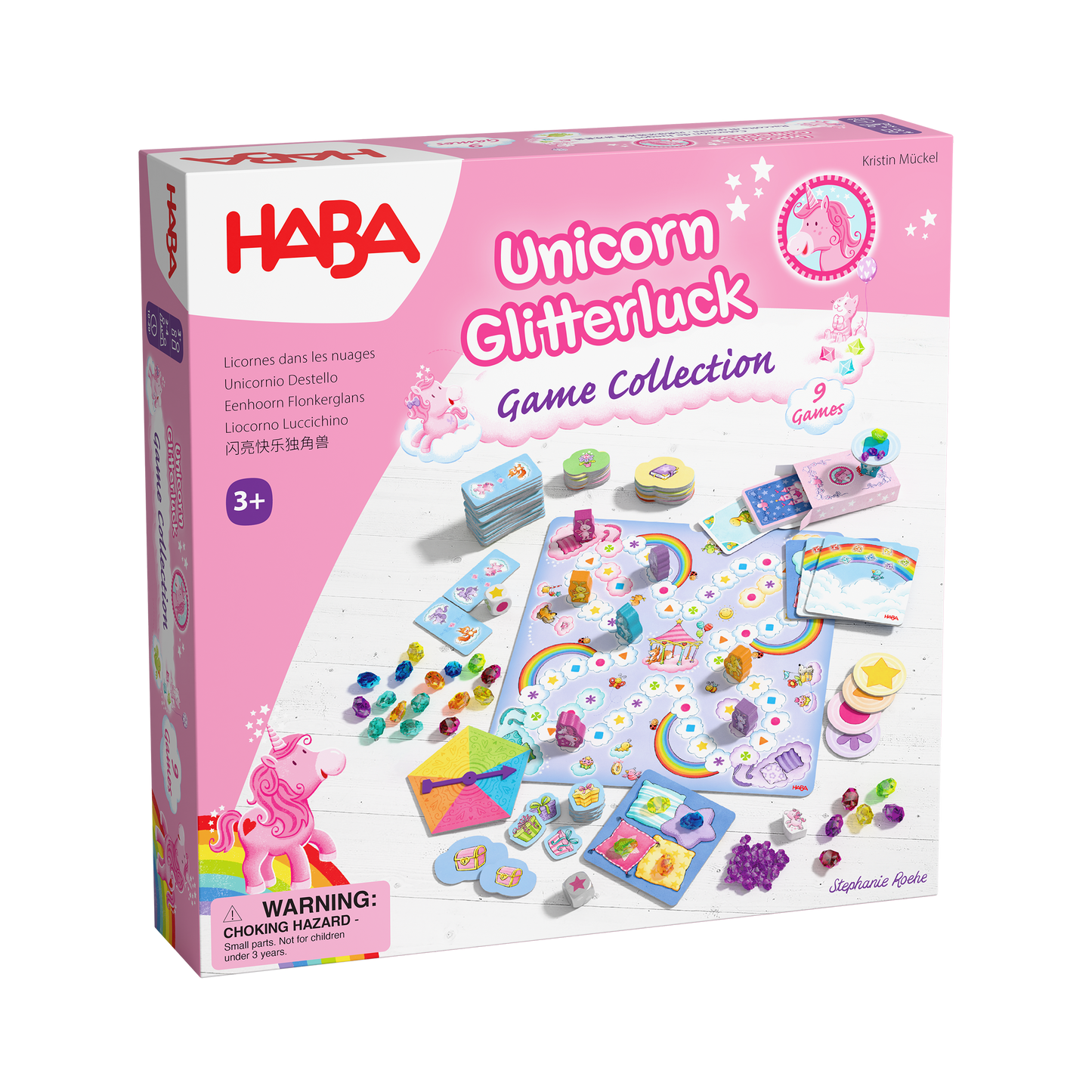 HABA USA - Unicorn Glitterluck – 9-in-1 Game Collection