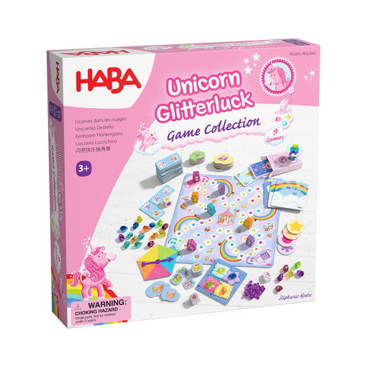 HABA USA - Unicorn Glitterluck – 9-in-1 Game Collection