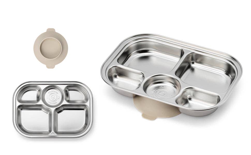 Grosmimi (zezebaebae) - Grosmimi Stainless Steel Food Tray with 5 Compartment: With suction