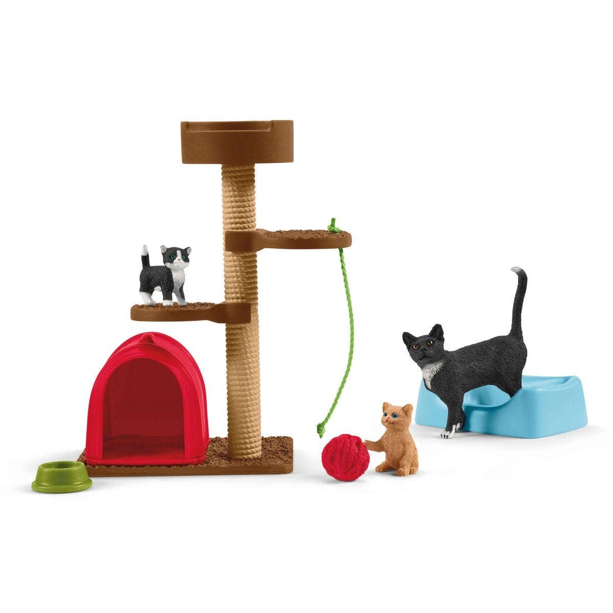 Schleich - Playtime For Cute Cats Farm Figurine Toys Play Set