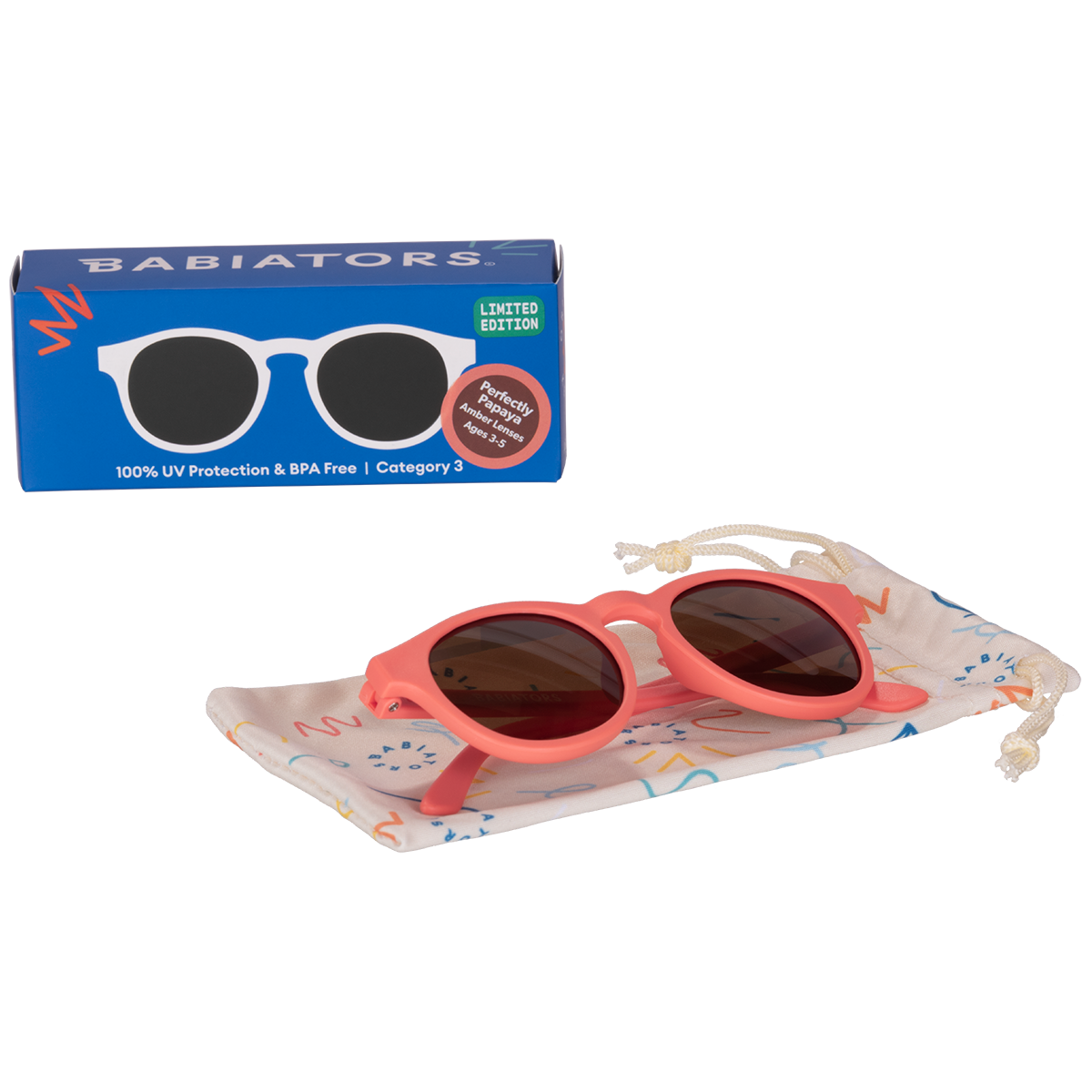 Babiators - Kids Perfect Papaya Keyhole Sunglasses with Amber Lens: Ages 3-5