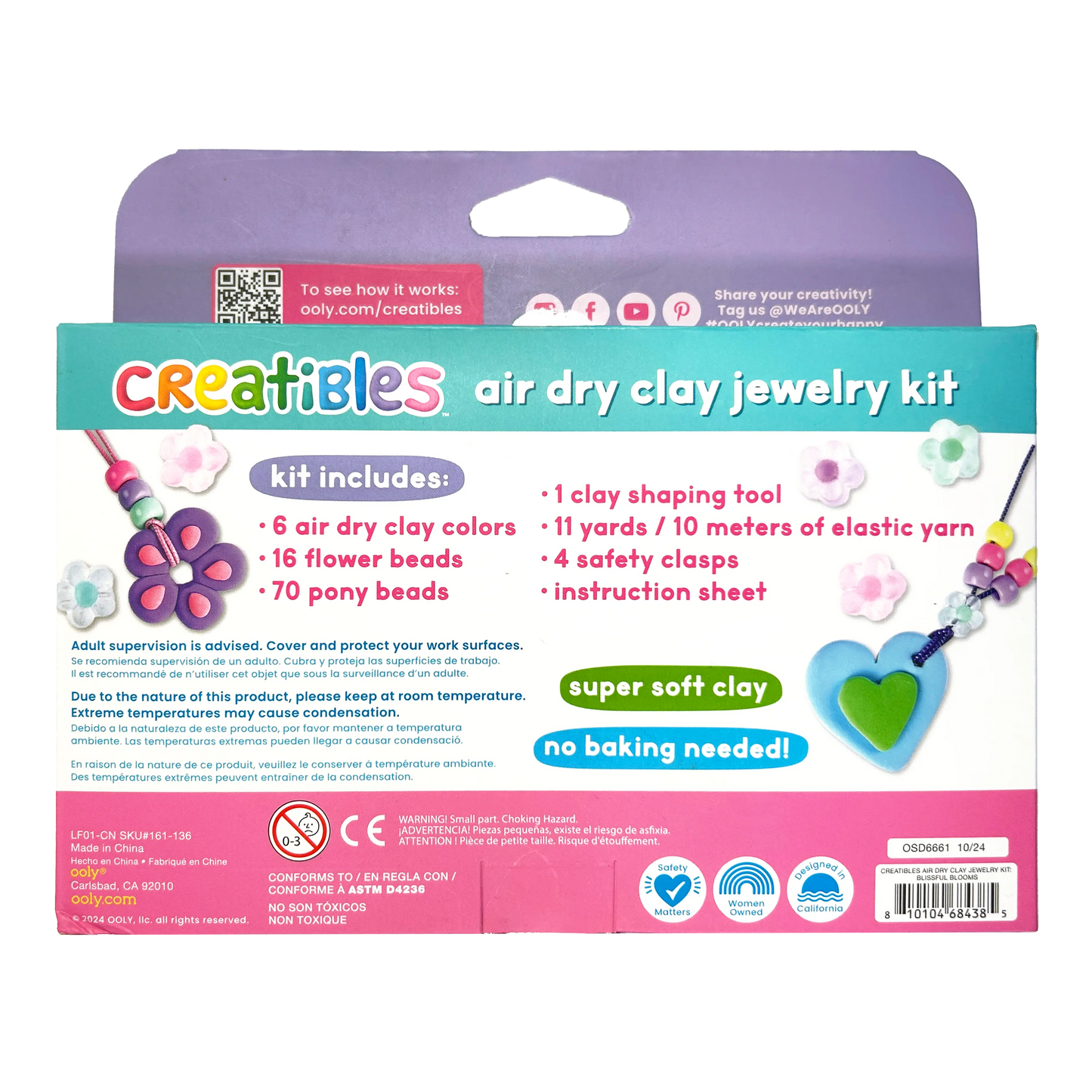 OOLY - Creatibles: Air Dry Clay Jewelry Kit - Blissful Blooms (Set