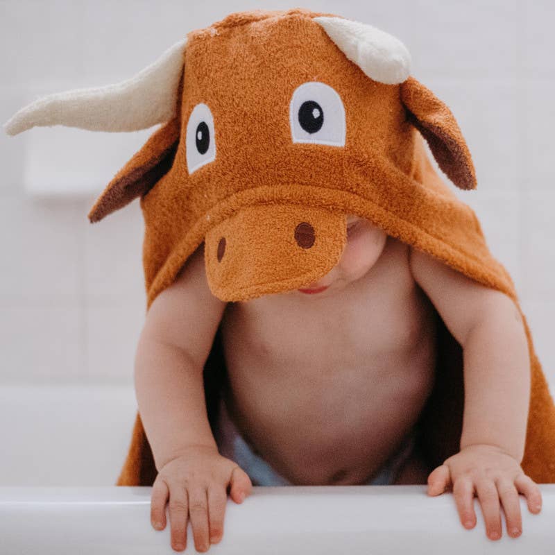 Yikes Twins - Longhorn hooded towel for toddlers ages 2 to 8 years old