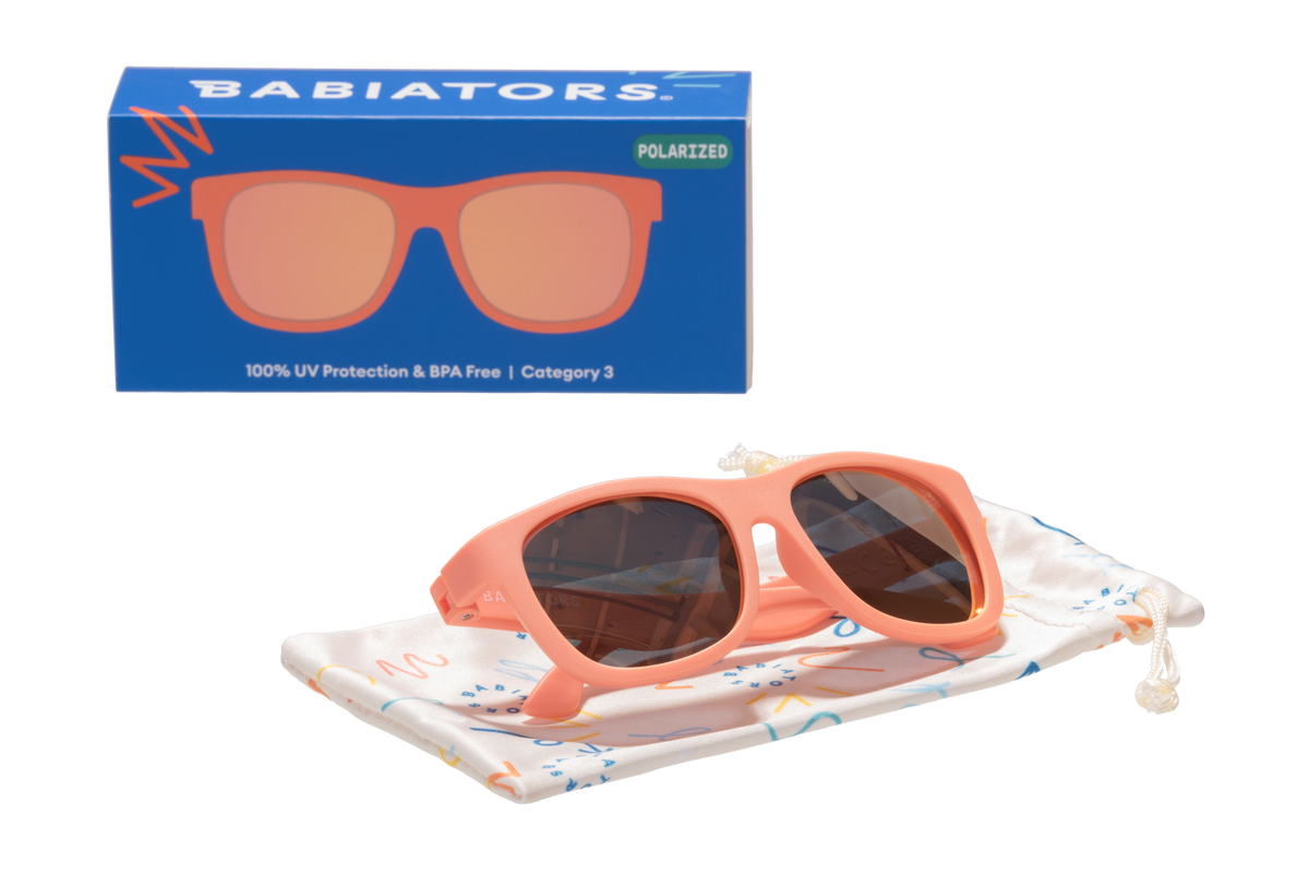 Babiators - Perfect Papaya Polarized Kid Sunglasses w/ Peach Mirror Lens: Ages 0-2
