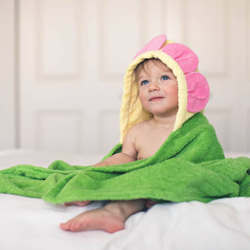 Yikes Twins - Flower Hooded Towel for toddlers ages 2 to 8 years old