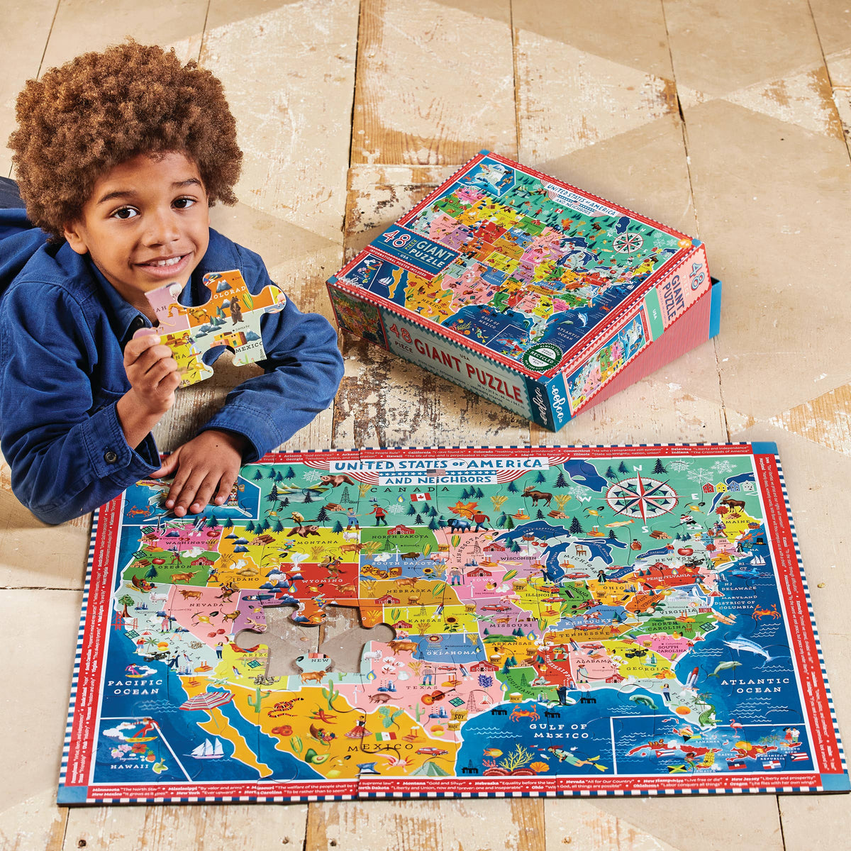 eeBoo - USA 48 Piece Giant Rectangle Puzzle