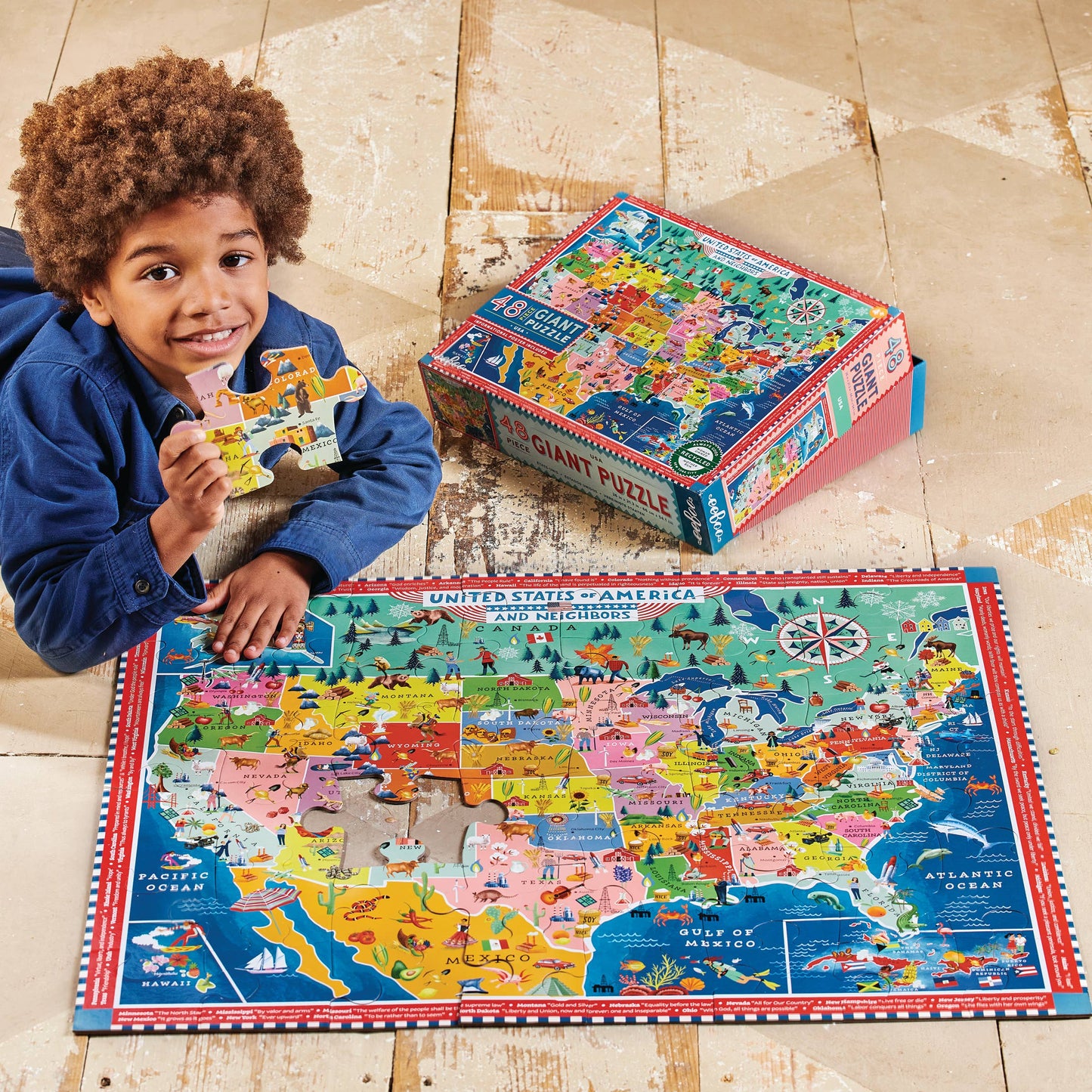 eeBoo - USA 48 Piece Giant Rectangle Puzzle