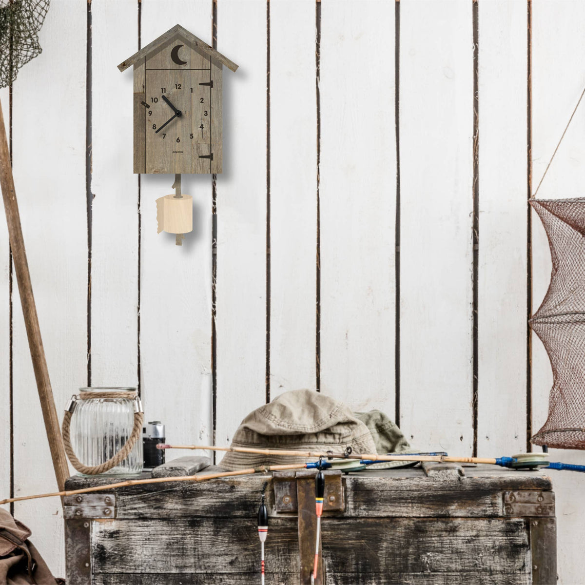 Popclox - Outhouse Pendulum Clock - Wood
