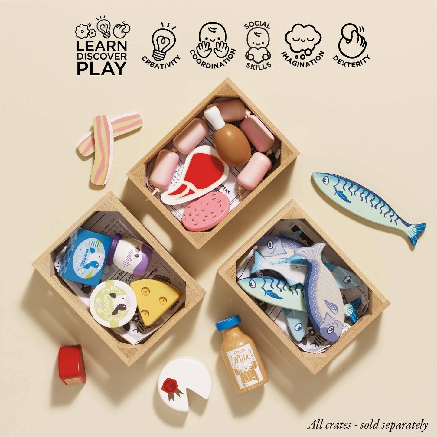Le Toy Van, Inc. - Market Fish Wooden Play Market Crate