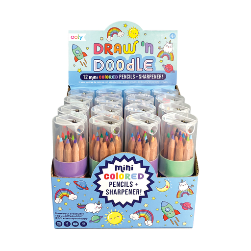 OOLY - Draw 'n Doodle: Mini Colored Pencils + Sharpener (Display of: NAVY