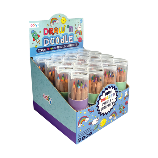 OOLY - Draw 'n Doodle: Mini Colored Pencils + Sharpener (Display of: NAVY