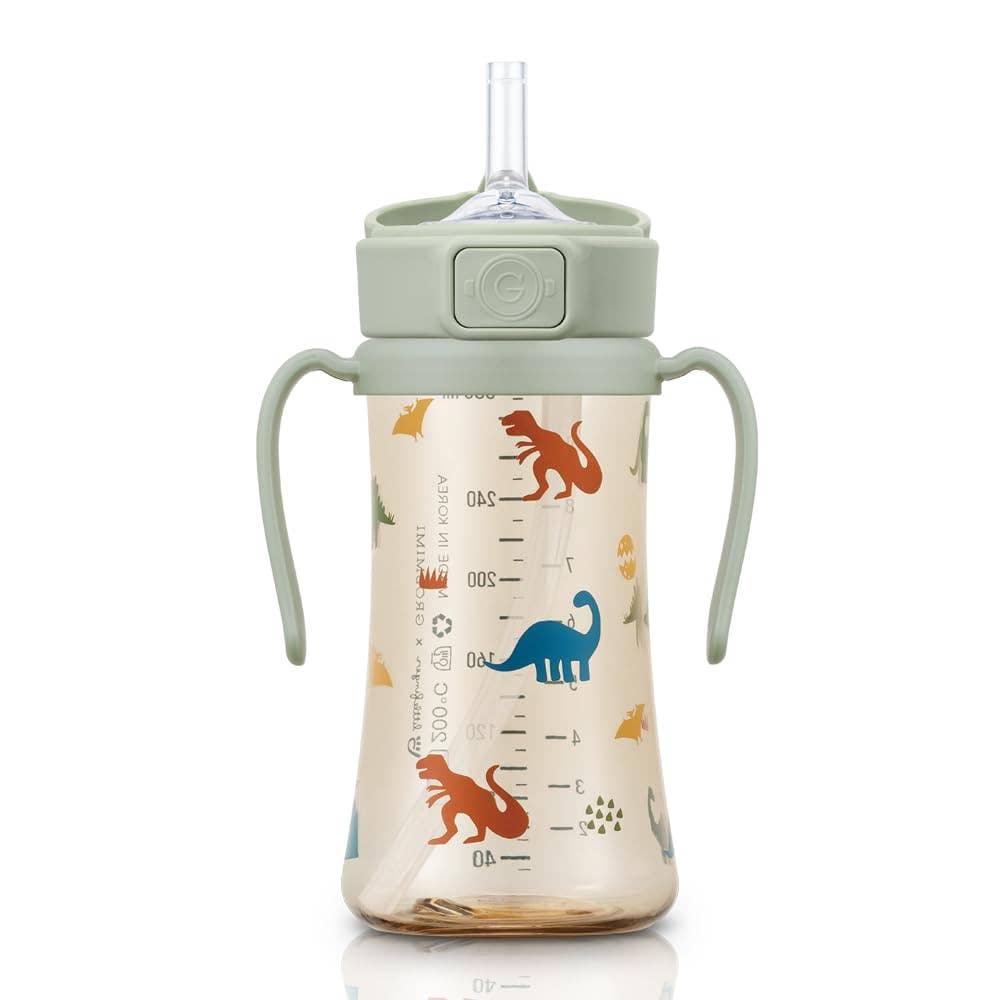 Grosmimi (zezebaebae) - Grosmimi PPSU Straw Cup with Flip Top - 10oz (300ml) Stage 2 Straw: Peach Flower