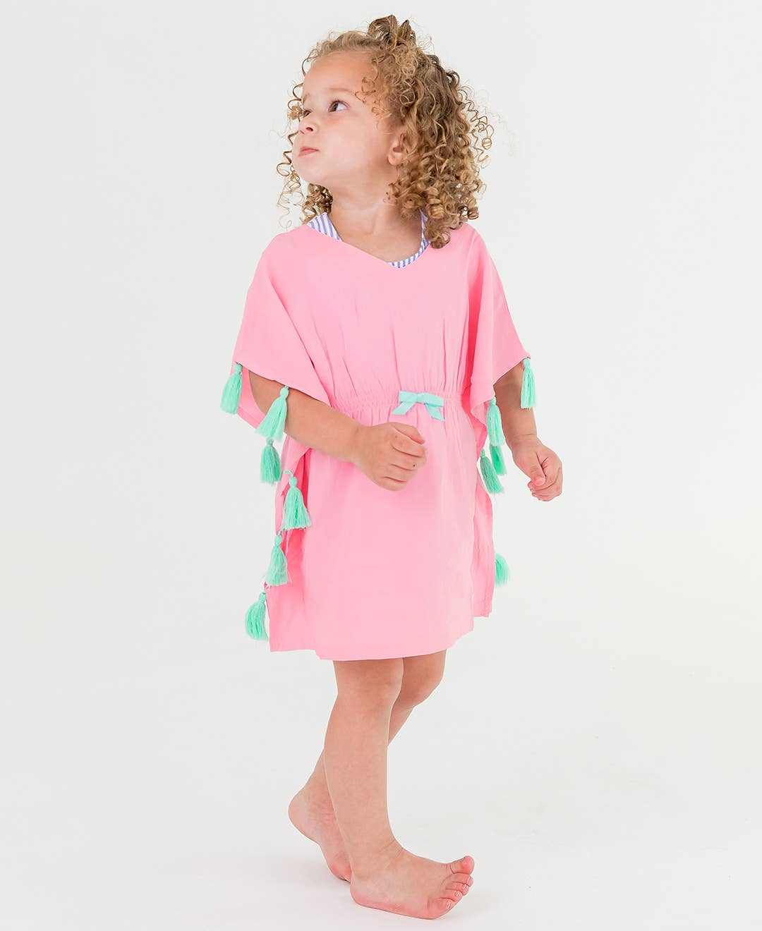 RuffleButts + RuggedButts - Girls Pink Kaftan Cover-Up: 4T/5