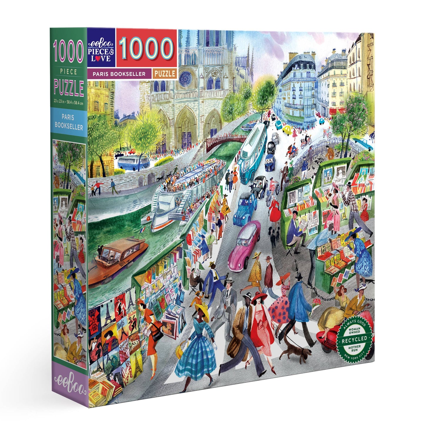 eeBoo - Paris Bookseller 1000 Piece Square Puzzle