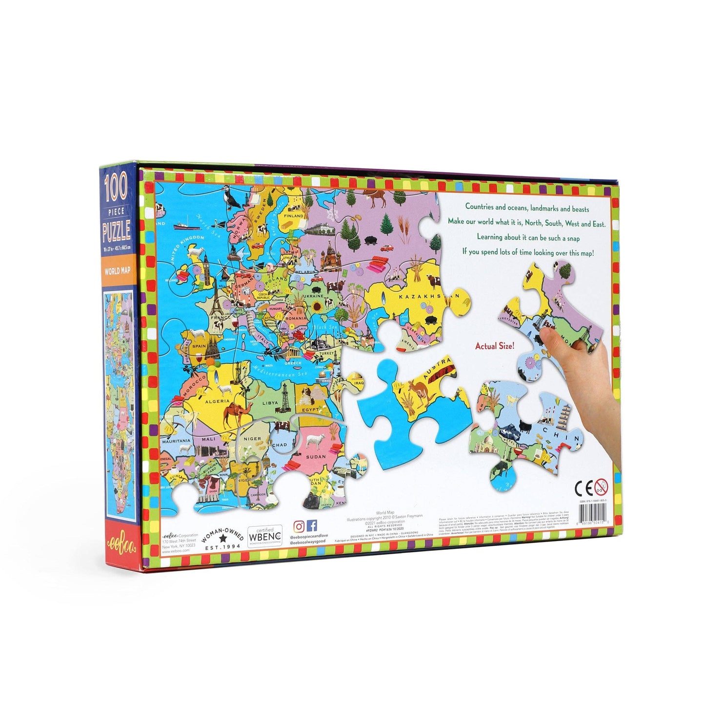 eeBoo - World Map 100 Piece Puzzle