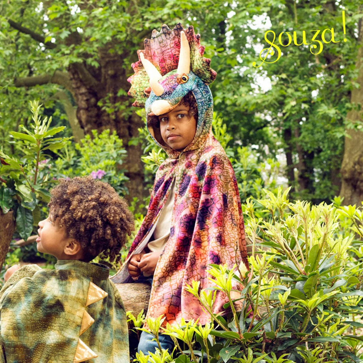 Speedy Monkey - Triceratops Dragon Costume Cape for Kids - Carnival & Festive Use - sz 4–7 yrs