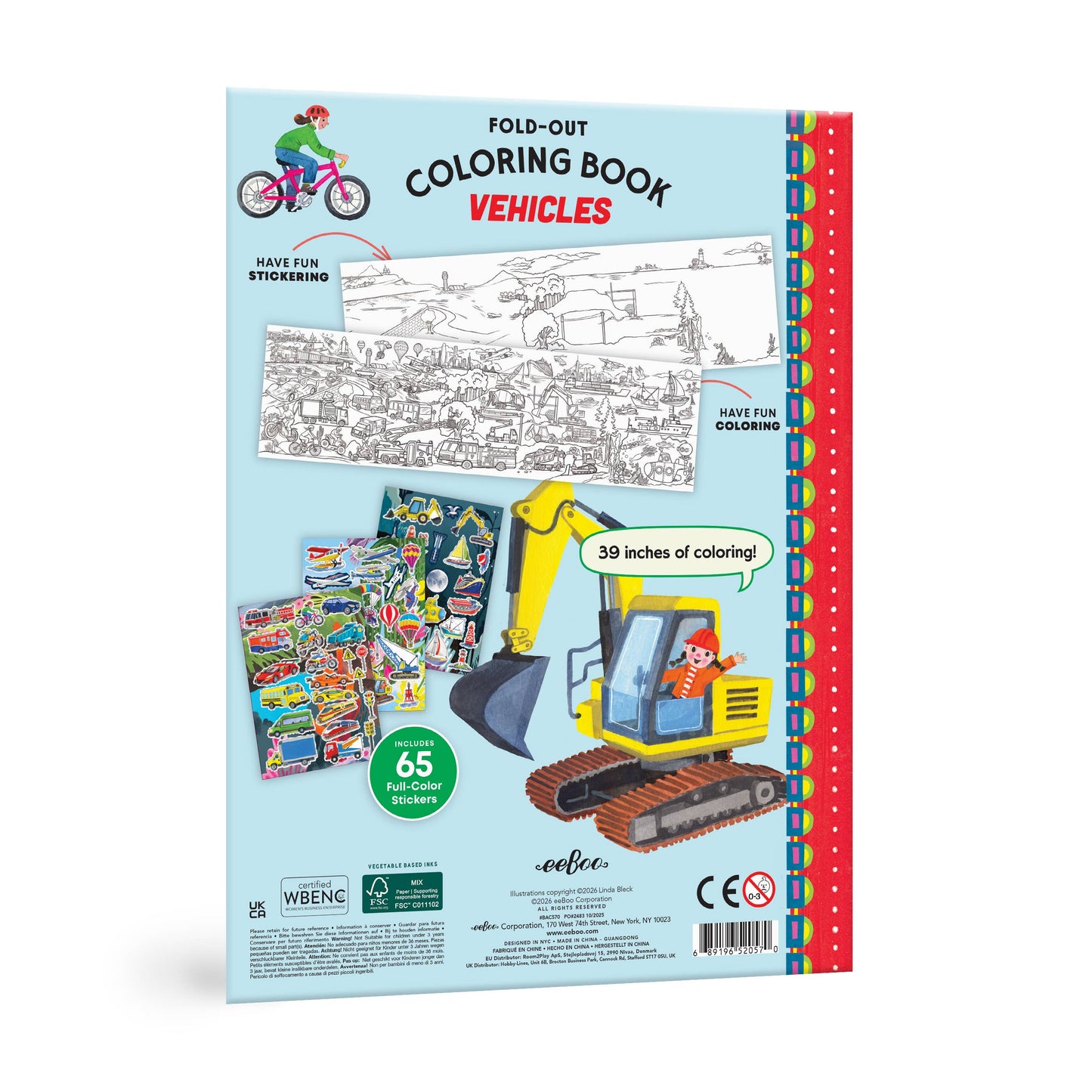 eeBoo - Vehicles Fold-Out Coloring Book