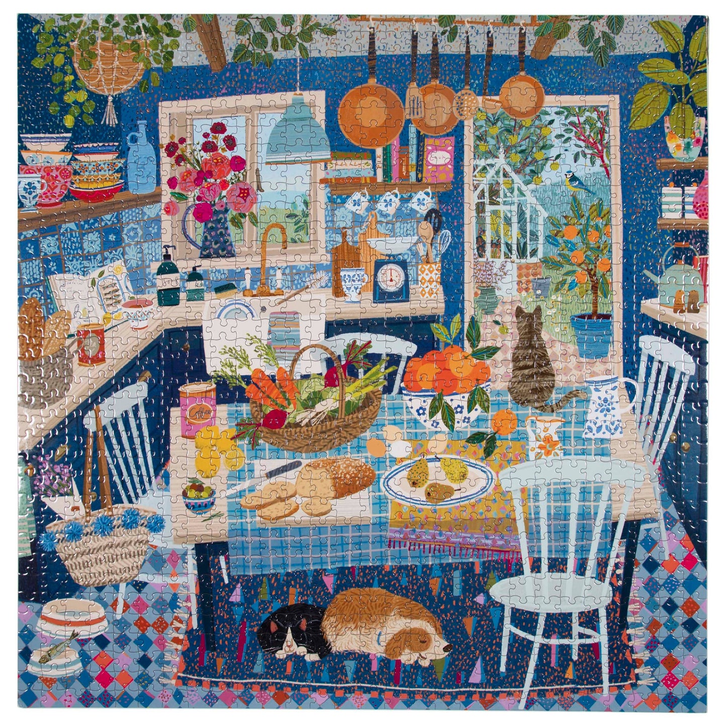 eeBoo - Blue Kitchen 1000 Piece Square Adult Jigsaw Puzzle