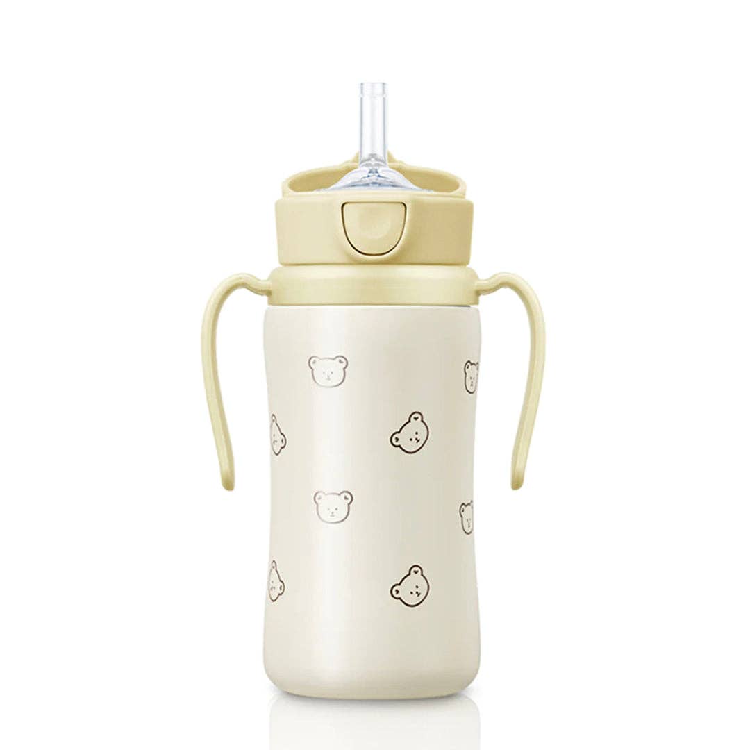 zezebaebae (Grosmimi and Cha&Mom) - Grosmimi Stainless Steel Straw Cup with Flip Top - 10oz (300ml): Air Balloon_Blue