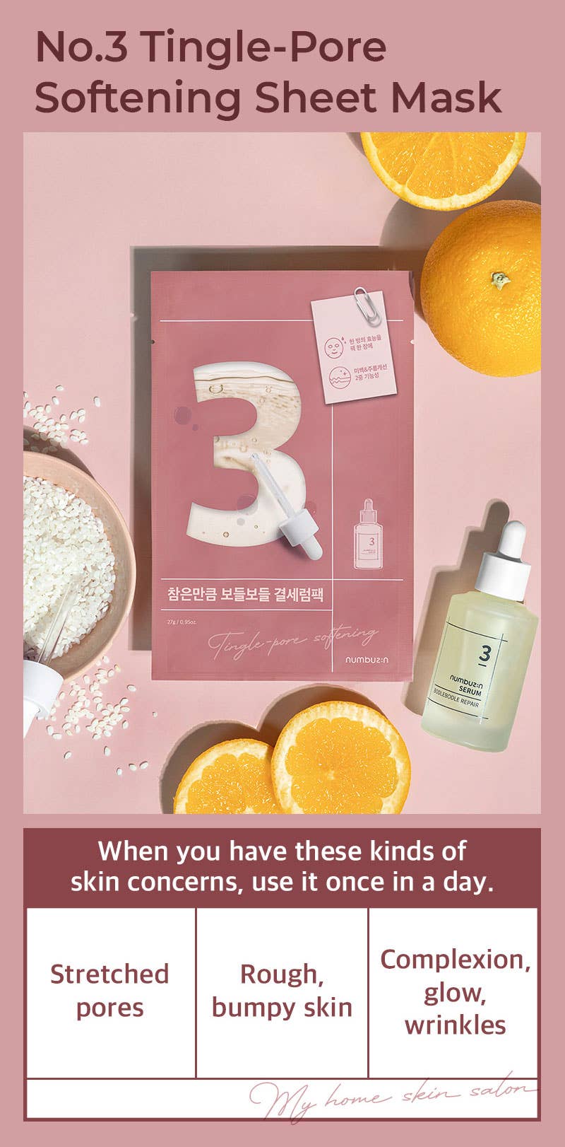 Exod International - Numbuzin No.3 Tingle-Pore Softening Sheet Mask: 1 BOX / 4 PCS