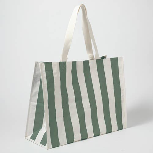 Sunnylife - Carryall Beach Bag The Vacay Olive Stripe