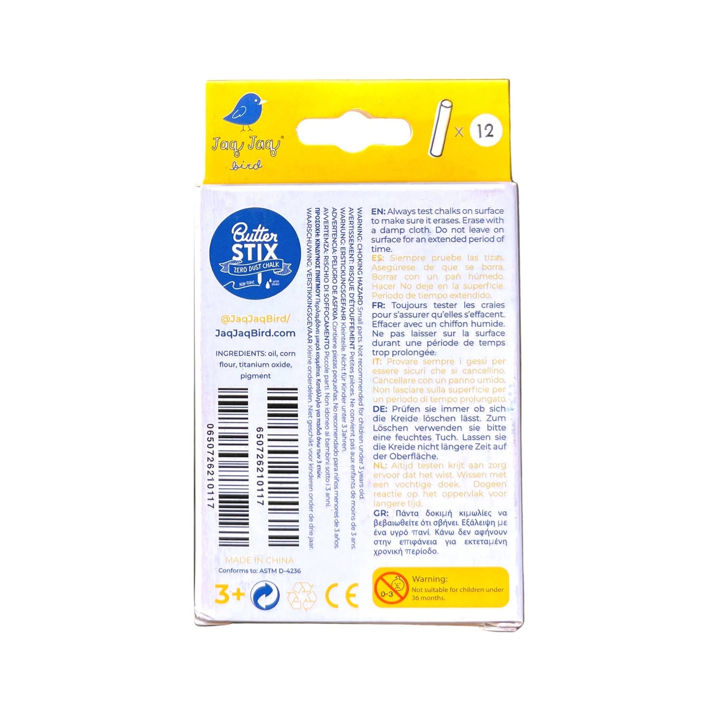 Jaq Jaq Bird - ButterStix® Dustless Cream Chalk,Christmas Stocking Stuffer