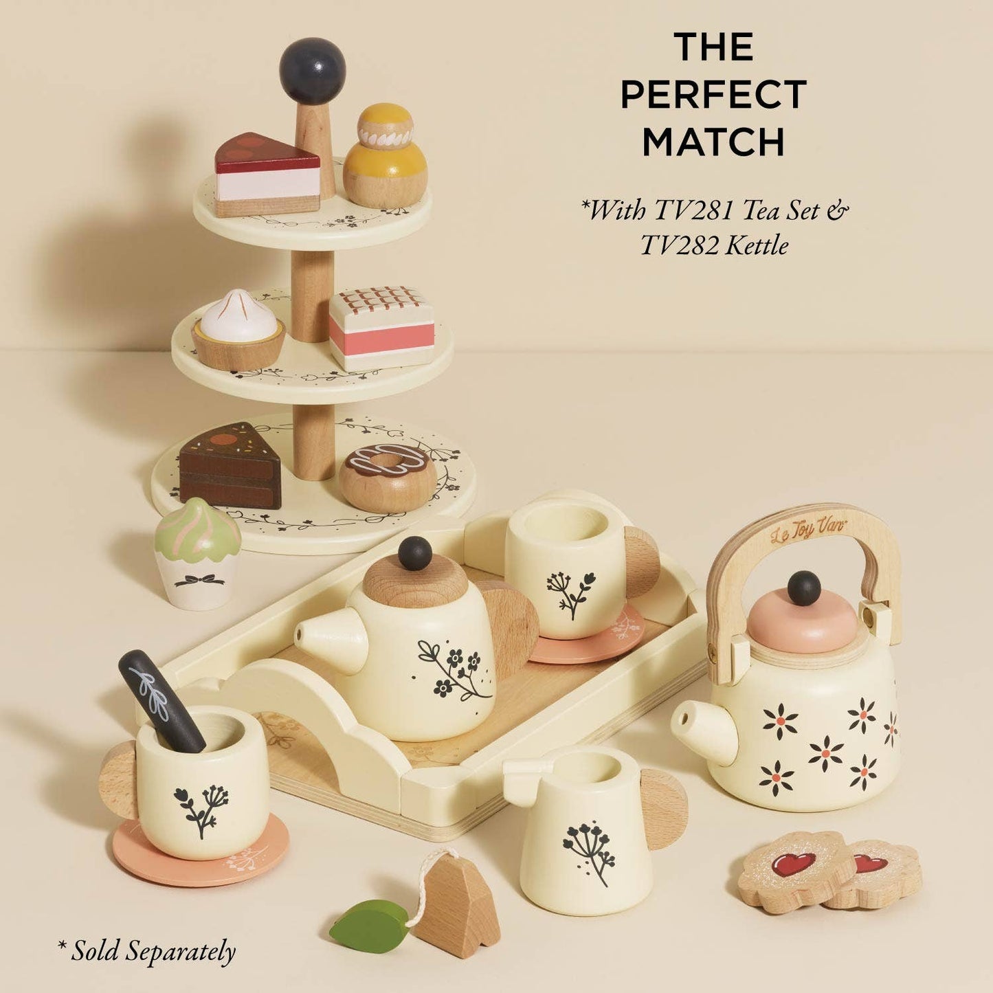 Le Toy Van, Inc. - Wooden Toy Cake Stand & Selection of 7 Eco-Friendly Treats