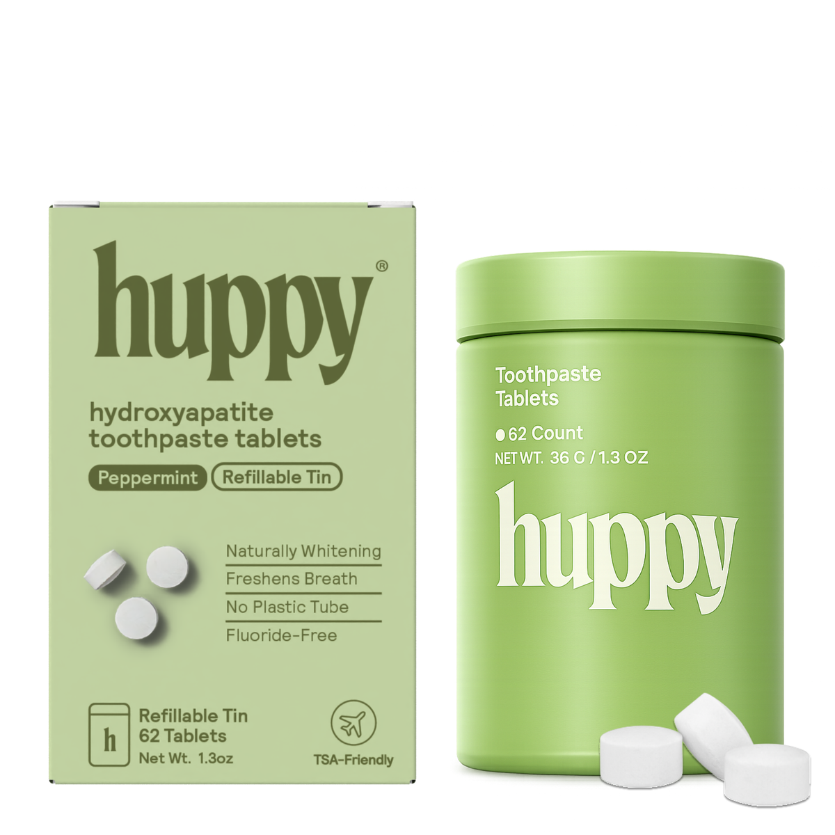 Huppy - Fluoride-Free Toothpaste Tablets | Retail | Peppermint