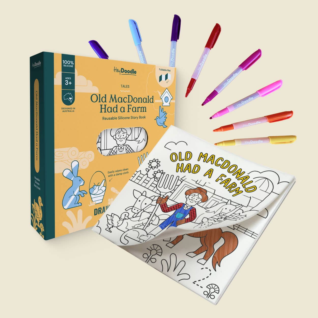 HeyDoodle - Old MacDonald Had a Farm Tales - Reusable Coloring Book