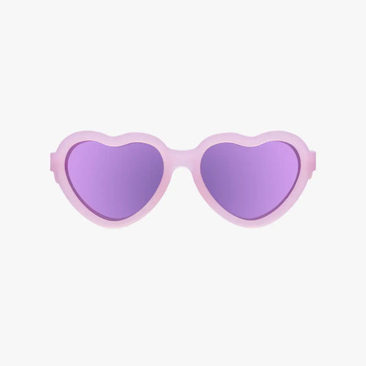 Babiators - Polarized Heart Sunglasses: Ages 3-5 / Frosted Pink | Purple Mirrored Lens