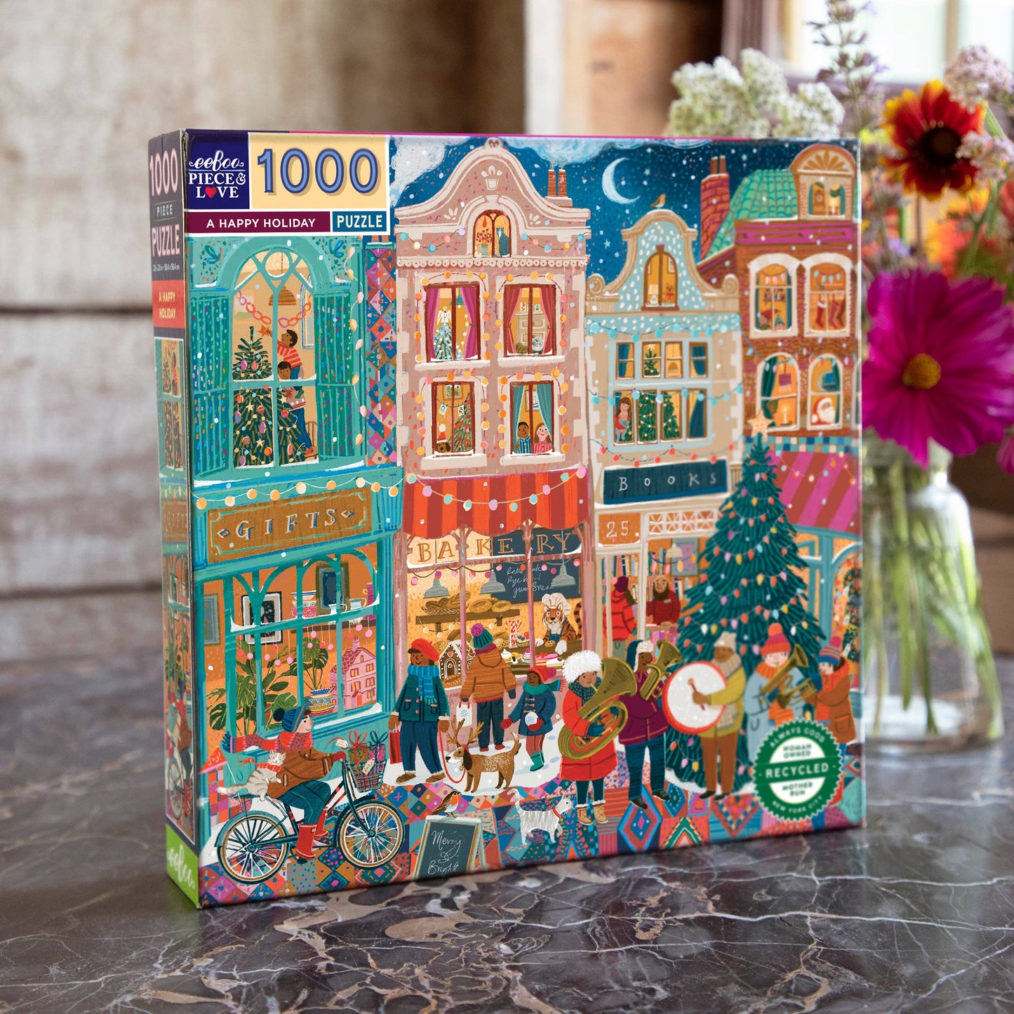 eeBoo - A Happy Holiday 1000 Piece Square Jigsaw Puzzle *HOLIDAY*