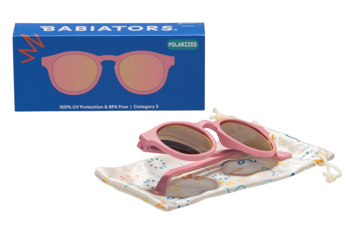 Babiators - Pretty in Pink Polarized Keyhole Sunglasses w/ Mirrored Lens: Ages 3-5
