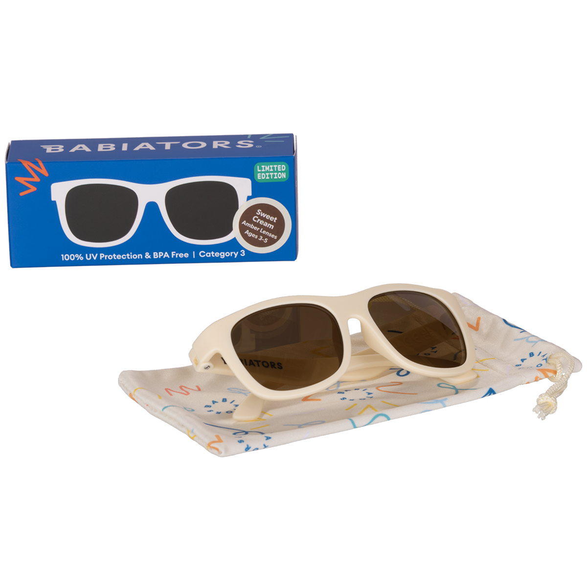 Babiators - Sweet Cream with Amber Lens Navigator Baby & Kids Sunglasses: Ages 6+