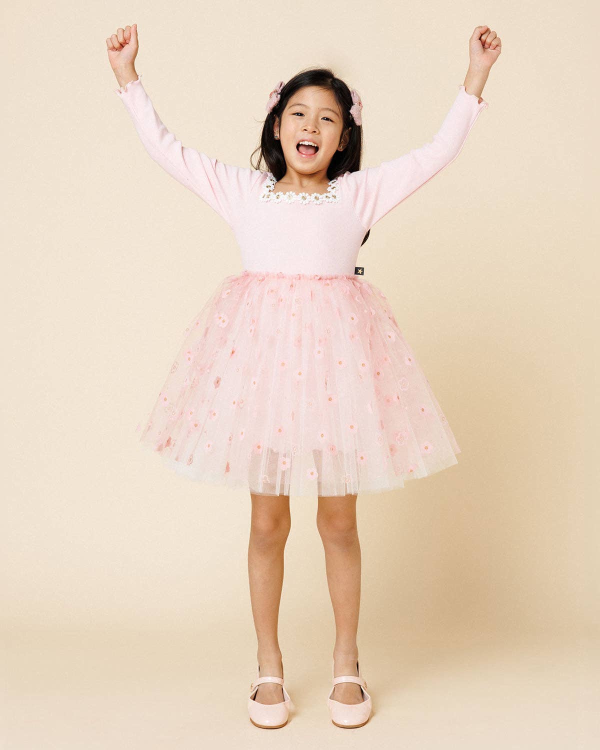 Petite Hailey - Flower Lace Tutu Dress: White / 4